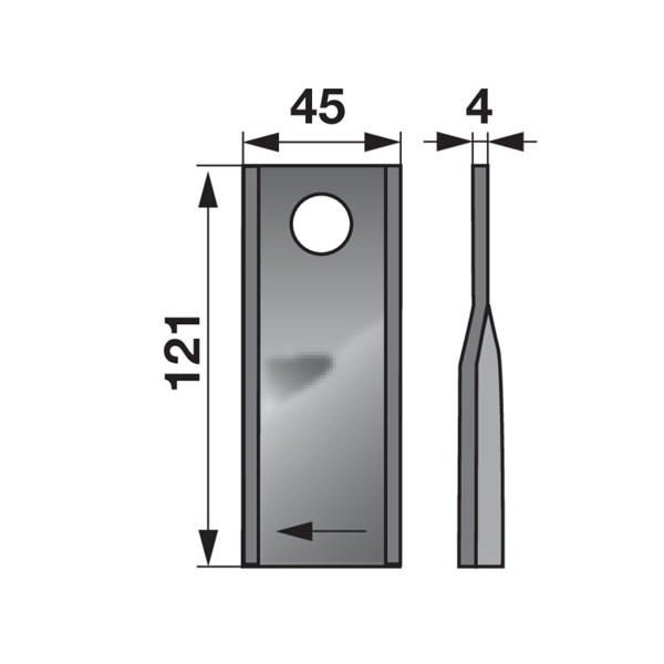 NOŽ ROTO KOSE KUHN 122x45x18.25mm DESNI