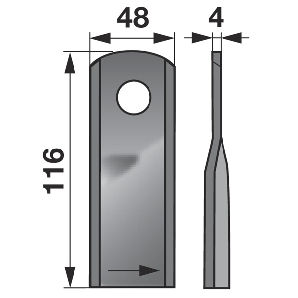 NOŽ ROTO KOSE KUHN 116x48x4mm fi 20.5 LIJEVI