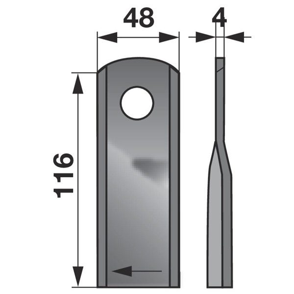 NOŽ ROTO KOSE KUHN 116x48x4mm fi 20.5 DESNI