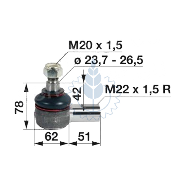 Krajnik spone M22x1,5 unutarnji navoj K23,5