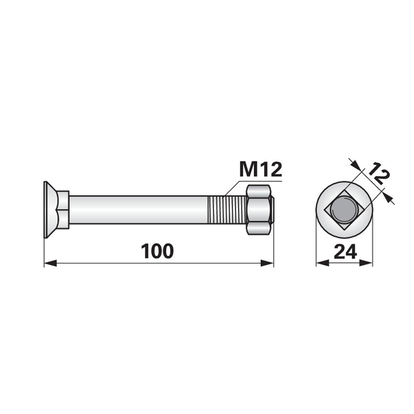 VIJAK M12X100 FIRKANT 12.9