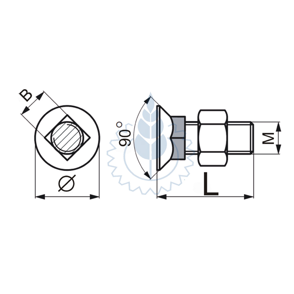 Vijak firkant M10x35 10.9